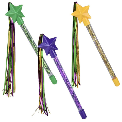 9" Mardi Gras Star Tinsel Wand - LLB Toys
