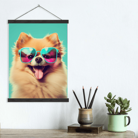 Chic Pomeranian with Sunglasses Canvas Wall Art Print