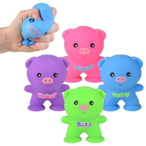 3" Suction Squeeze Pig 12ct - LLB Toys