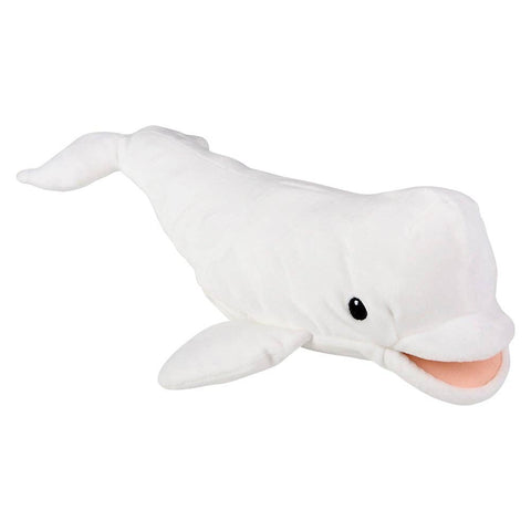 15" Ocean Safe Beluga Puppet Plush Hand Puppet - LLB Toys