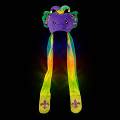 Mardi Gras Light-Up Axolotl Hoodie Scarf Hat 35" - LLB Toys