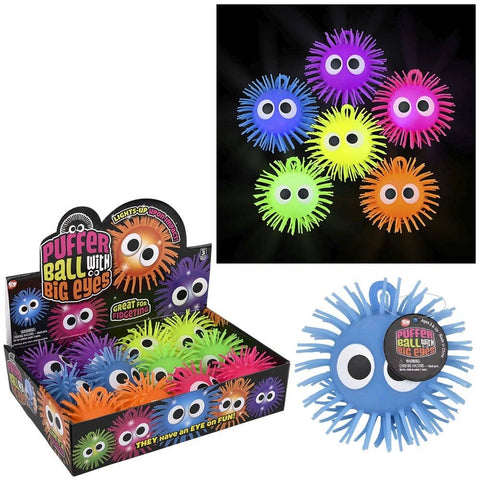 4" Light-Up Puffer Ball With Eyes 12ct - LLB Toys