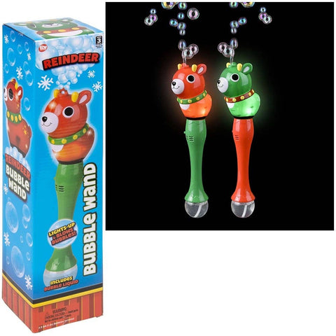 Light-Up Reindeer Bubble Wand Red/Green 14" - LLB Toys