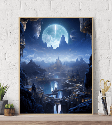 Fantasy City in Space Canvas Canvas Wall Art print