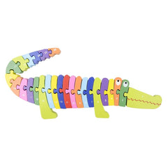 13.75" x 6" WOODEN CROCODILE LETTER PUZZLE LLB Puzzle