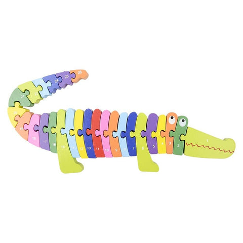 13.75" x 6" WOODEN CROCODILE LETTER PUZZLE LLB Puzzle