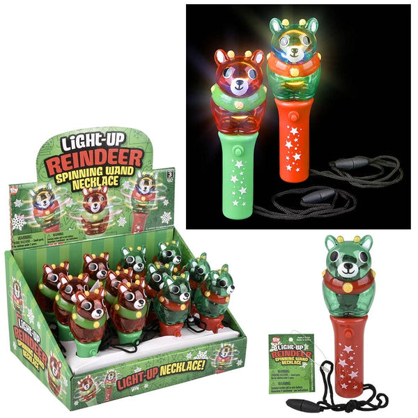 Light Up Xmas Reindeer Spinng Wand Necklace  - LLB Toys