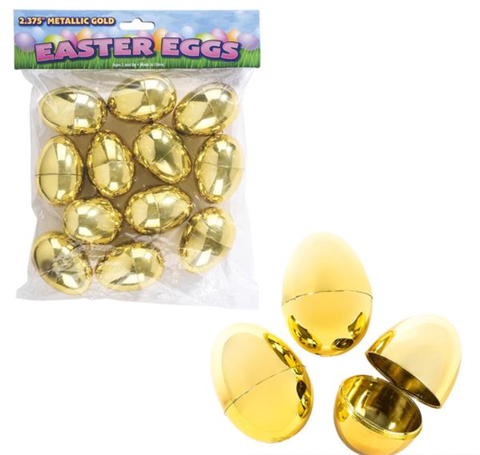 2.375" METALLIC GOLDEN EASTER EGGS (bag of 12) LLB kids toys