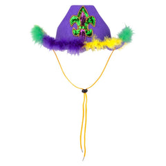 Feather Rimmed Fleur De Lis Cowboy Hat - LLB Toys