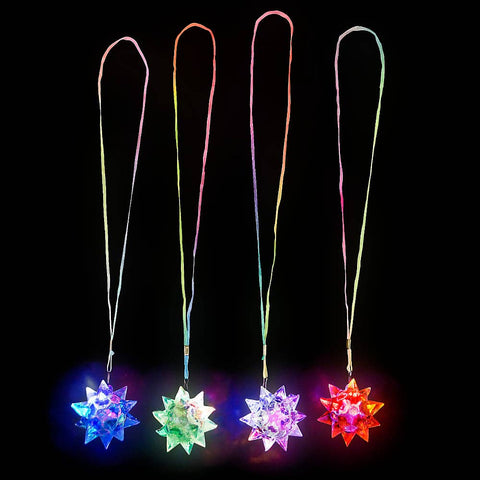 2.5" FLASHING CRYSTAL STAR BALL NECKLACE LLB kids toys