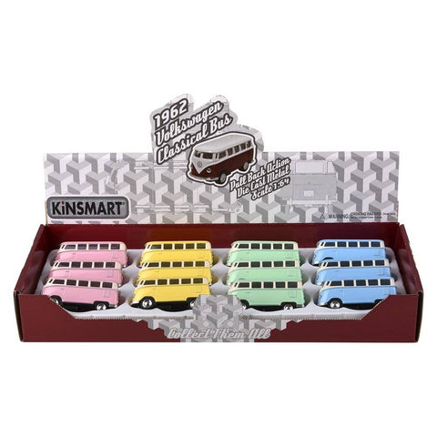 2.5" Diecast Pull Back 1962 VW Classic Bus-Pastel Top