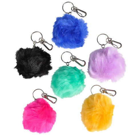 3" FURRY POM POM CLIP-ON KEYCHAINS LLB Keychain