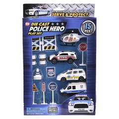 15PC DIE-CAST POLICE PLAY SET LLB Car Toys