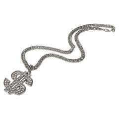 Dollar Sign Necklace Silver 30" - LLB Toys