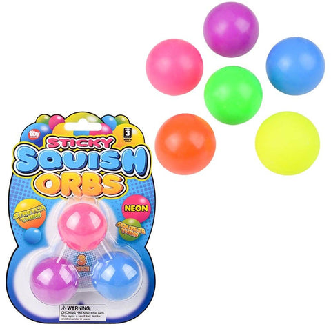 1.6" SQUISH STICKY NEON ORBS LLB Squishy Toys