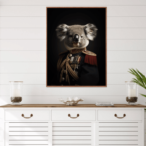 Koala in Uniform Canvas Wall Art Print Poster