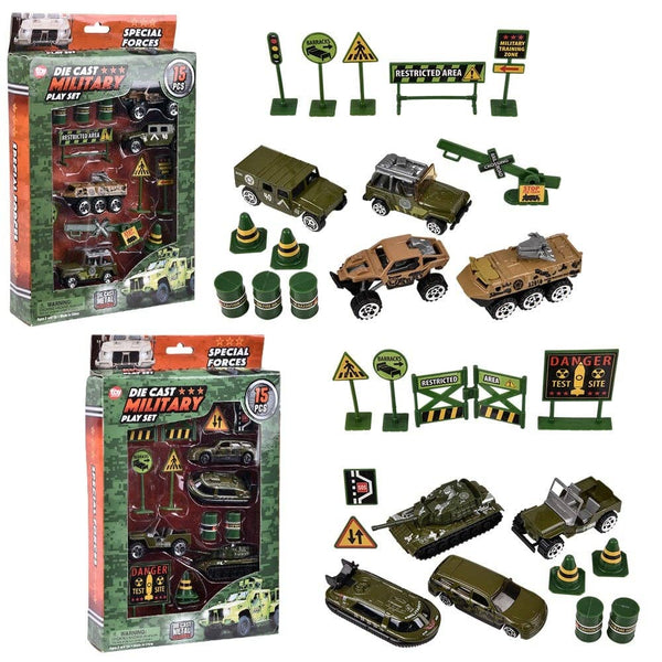 15PC DIE-CAST MILITARY PLAY SET LLB Car Toys
