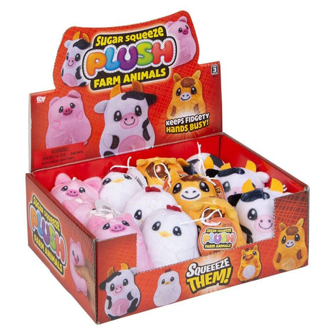 2.75" Sugar Squeeze Plush Farm Assortment 12ct - LLB Toys