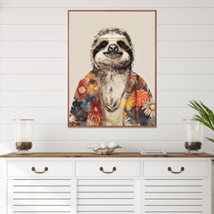 Hippie Sloth Fashion Canvas Wall Art Print