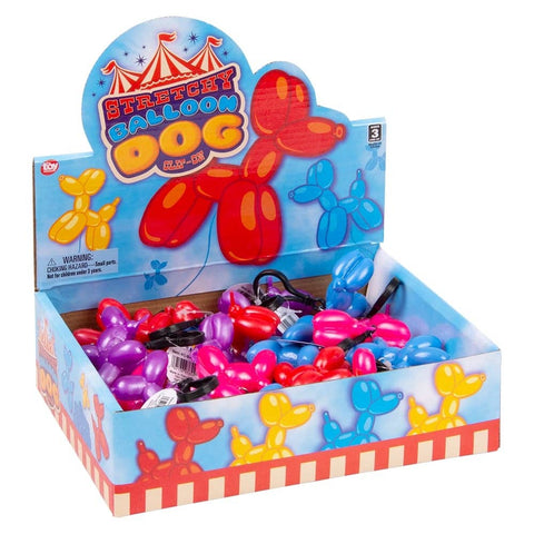 2.4" Stretchy Balloon Dog Clip On 24ct- LLB Toys