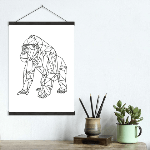 Geometric Lines Gorilla Canvas Wall Art Print