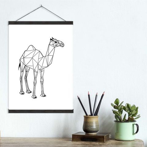 Geometric Lines Camel Canvas Wall Art Print