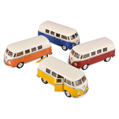5" Diecast Pull Back 1962 Vw Classic Bus 12ct - LLB Toys
