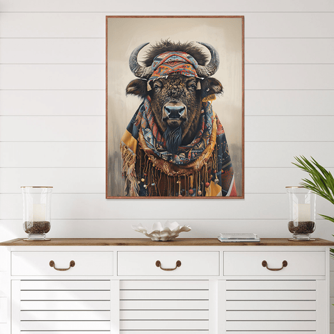 Hippie Buffalo Fashion Canvas Wall Art Print