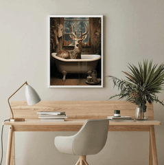 Deer Bathtub Humor Canvas Wall Art Print
