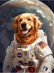 Astronaut Golden Retriever Canvas Wall Art Print