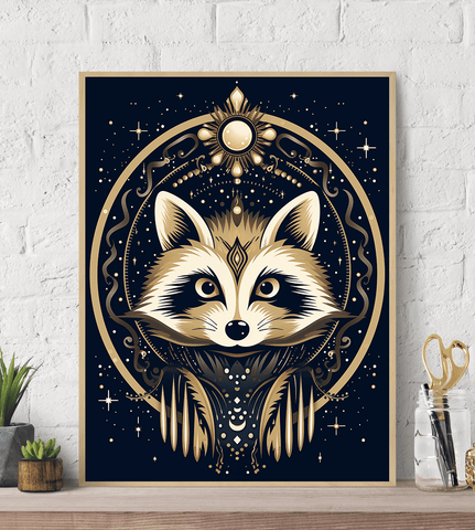 Mystical Racoon Canvas Wall Art print