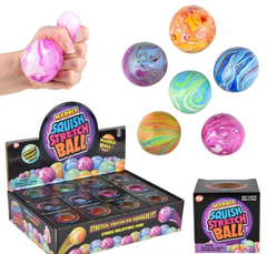 2.33" SQUISH AND STRETCH MARBLEIZED GUMMI BALL LLB kids toys