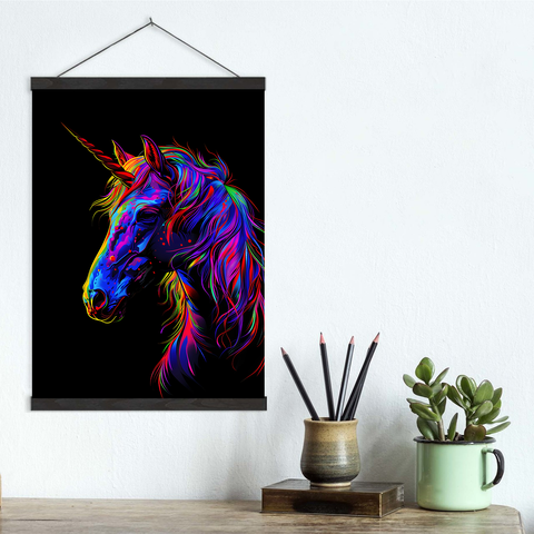 Unicorn Bold Neon Colors Canvas Wall Art Print