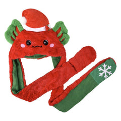 Light-Up Christmas Axolotl Hoodie Hat 3ct