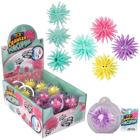 1.5" Sticky Crawling Porcupine 24ct - LLB Toys