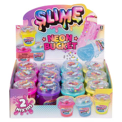 2.5" Bucket Neon Mix-In Slime 12ct - LLB Toys