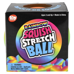 4" SQUISH AND STRETCH RAINBOW GUMMI BALL - LLB Squishy Toys
