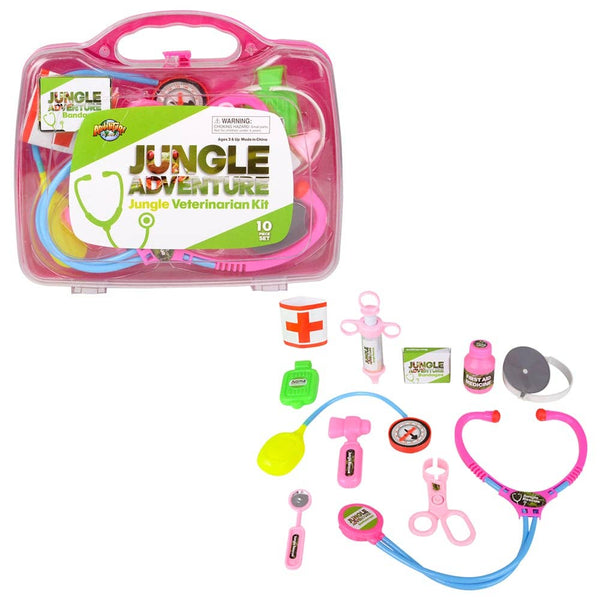 10pc PINK JUNGLE VETERINARIAN KIT LLB kids toys