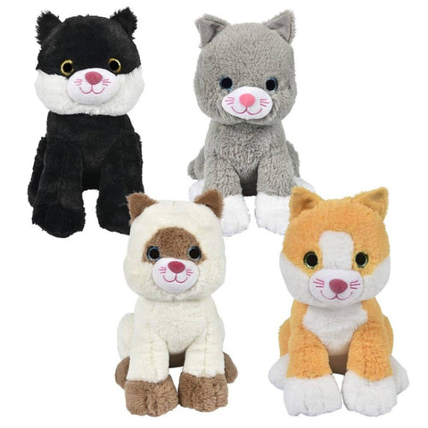Sitting Cat 11in Asmt Plush Toy - LLB Toys