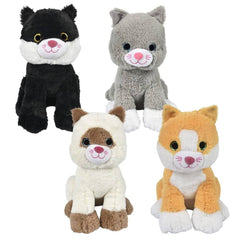 Sitting Cat 11in Asmt Plush Toy - LLB Toys