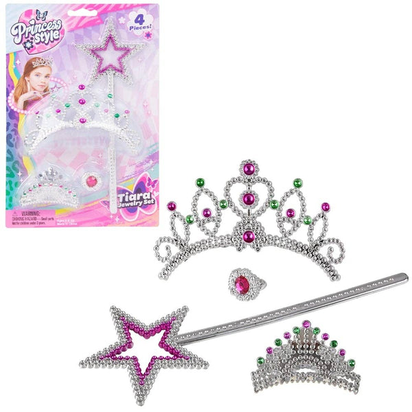 Pretend Play Princess Jeweled Tiara 4pc Set - LLB Toys