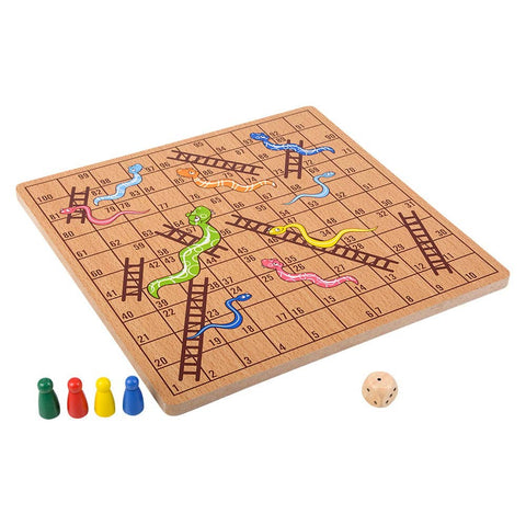 10" WOODEN SNAKES AND LADDERS LLB kids toys