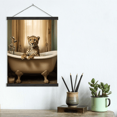 Cheetah bathing Canvas Wall Art print