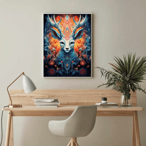 Mythical Deer Garden Canvas Wall Art Print