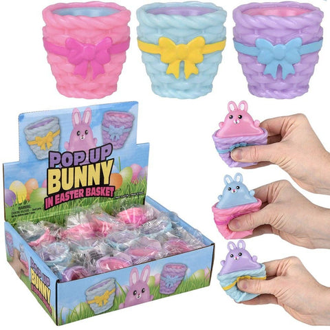 Squeezy Pop Up Bunny In Easter Basket 3" 12/disp - LLB Toys