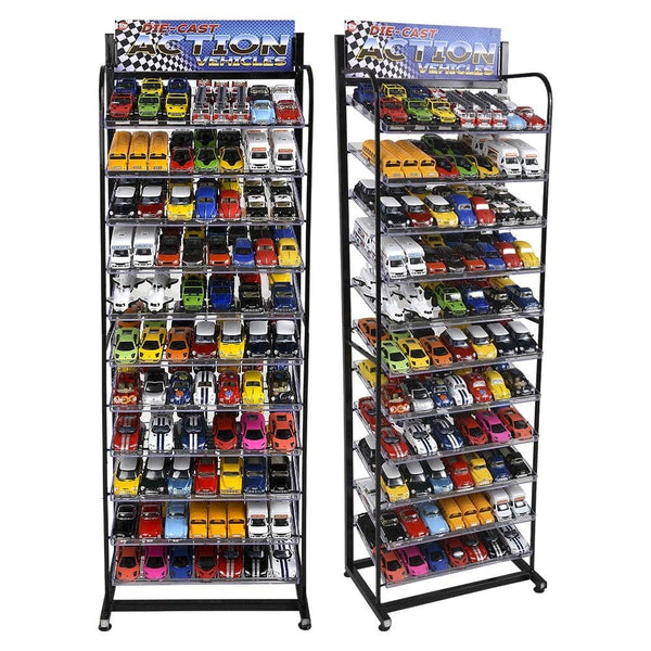 METAL DISPLAY RACK AND 156 PC VEHICLE BUNDLE 1 LLB Car Toys