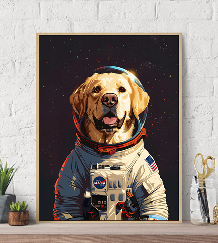 Labrador Nasa Astronaut Canvas Wall Art Print