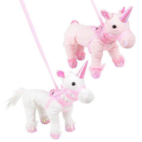 12" PET UNICORN W/ 35" LEASH - LLB Plush Toys