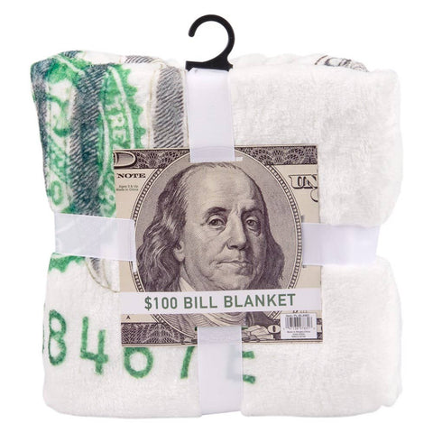 71"x35" $100 Bill Flannel Blanket - LLB Toys