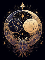 Yin Yang Gold Abstract Canvas Wall Art print 2